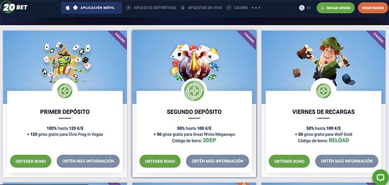 20 bet casino captura de pantalla bonos