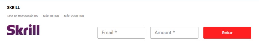 Informaión de la cuenta Skrill Casino