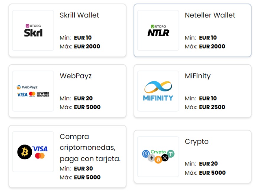 Métodos de regreso Skrill Casino