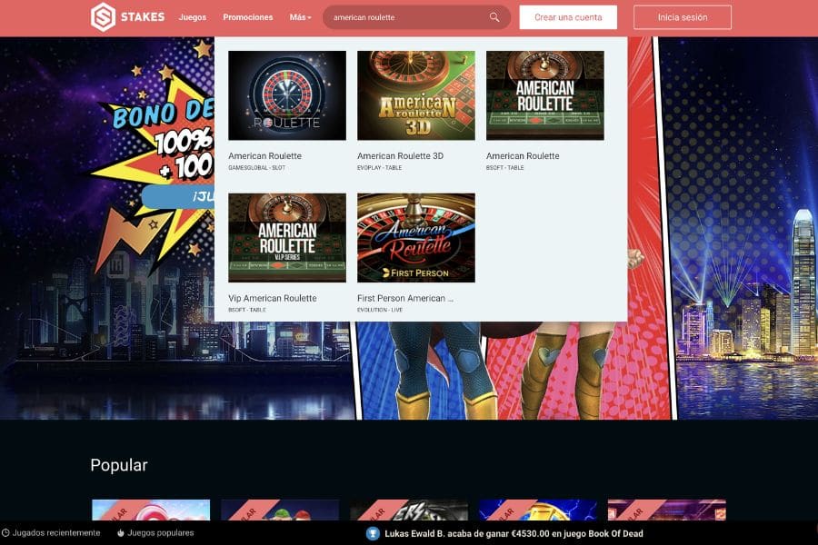 ruleta americana stakes