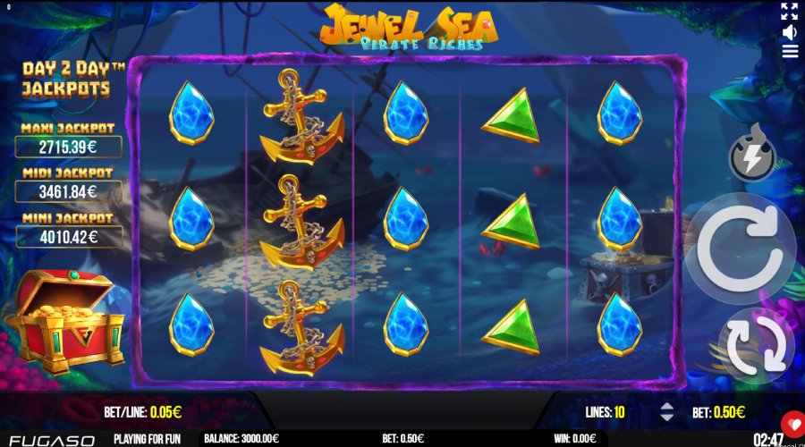 Interfaz del juego Jewel Sea Pirate Riches