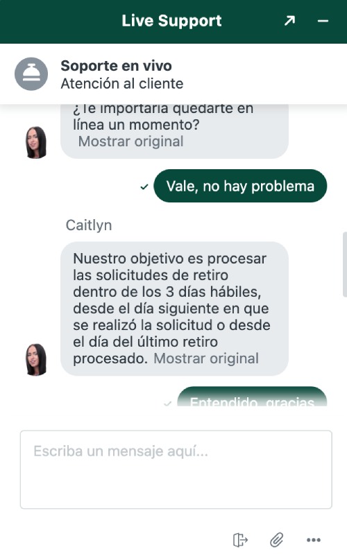 soporte cliente Casinia Casino