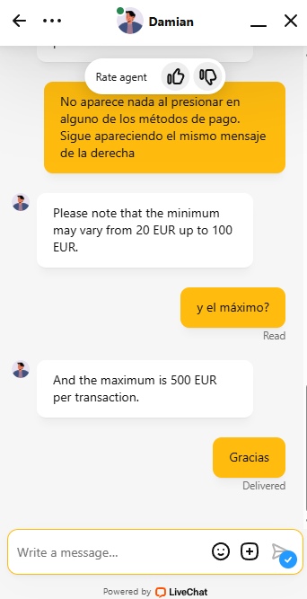 Servicio cliente 2 Rolling Slots