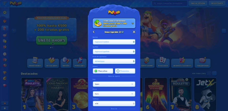 Información personal detallada en Pistolo Casino