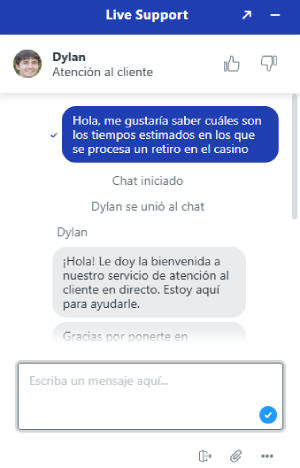 Servicio de atención al cliente en Pistolo Casino