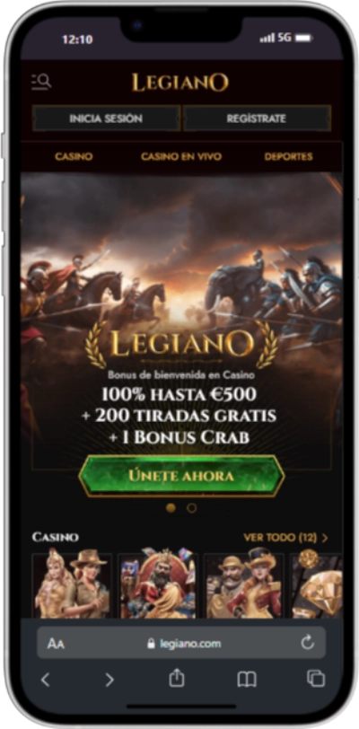 Interfaz móvil de Legiano