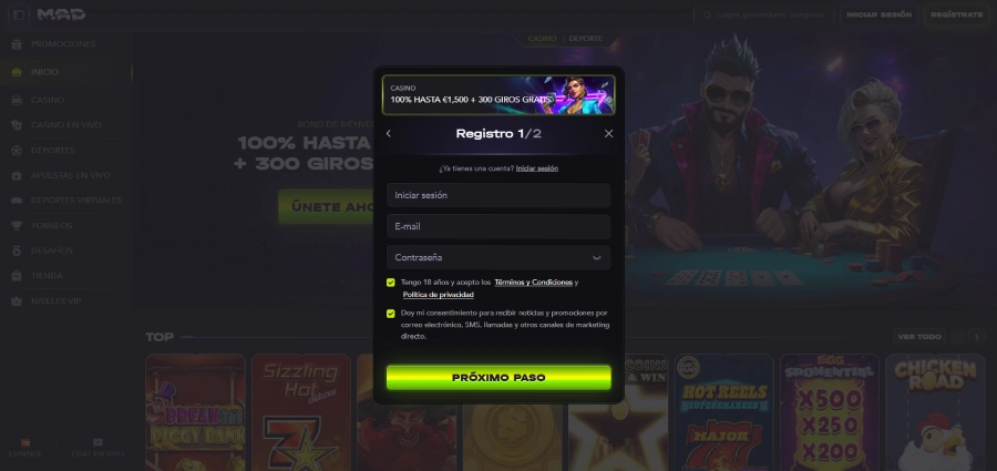 Completar el formulario de registro