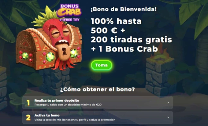 bono de bienvenida con depósito mínimo de 10€