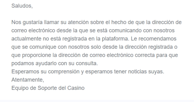 Atención al cliente de SlotsGem via email