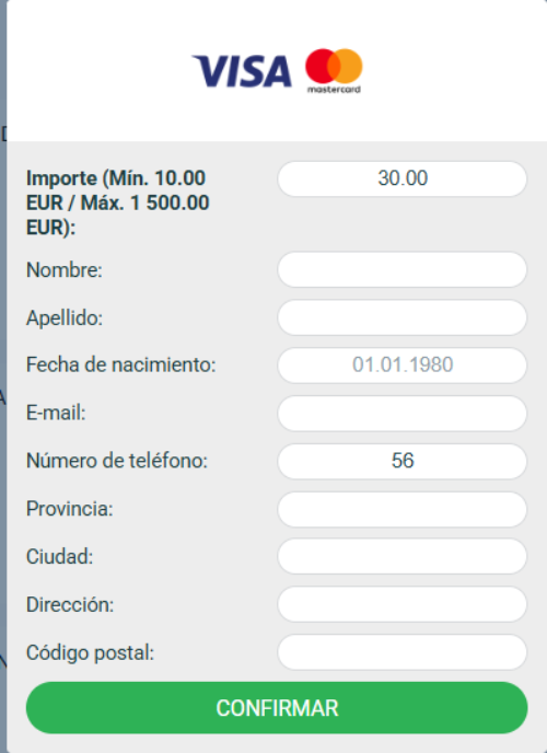 Depositar con Visa paso3