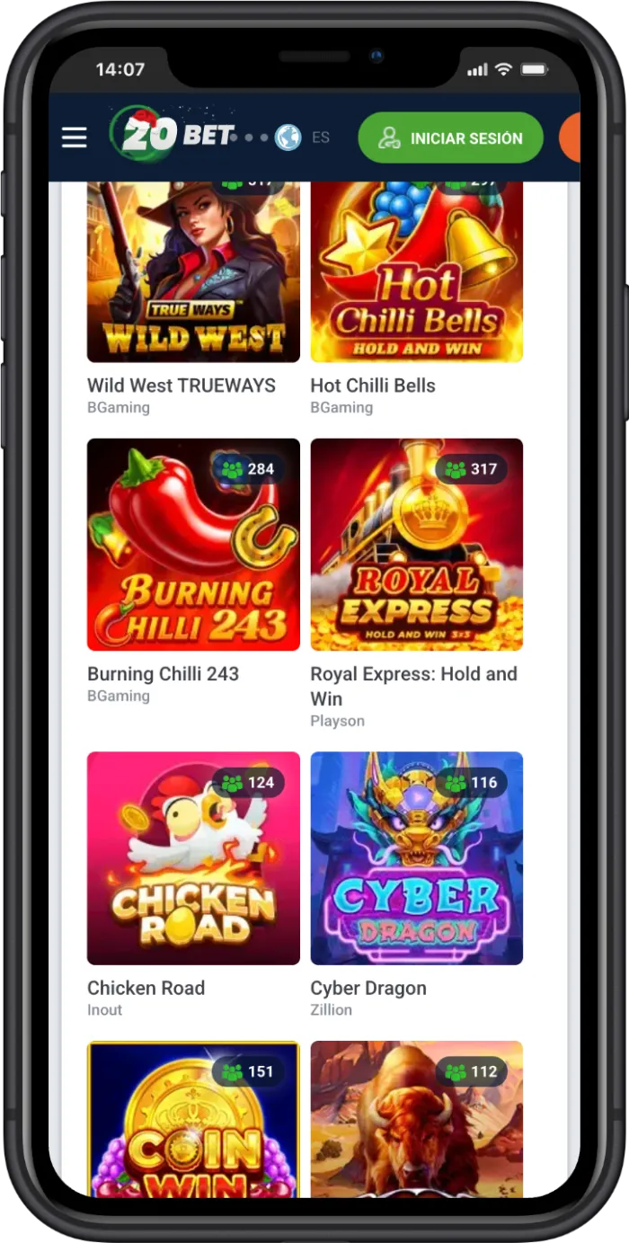 App móvil 20bet en iPhone